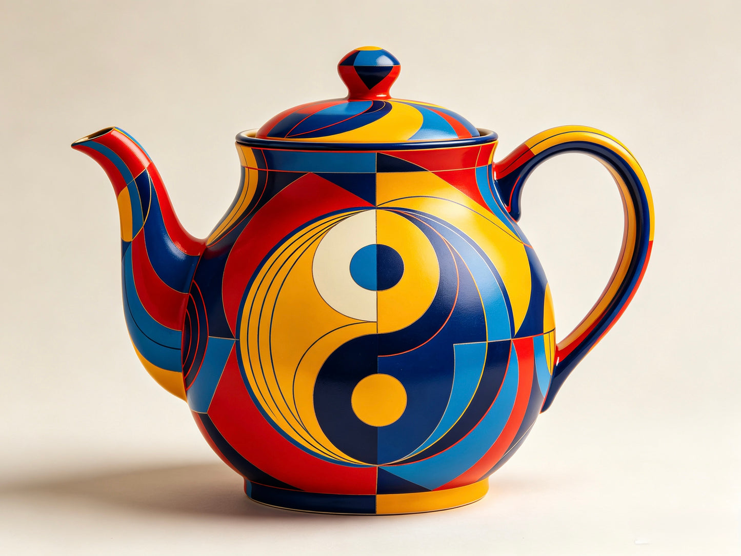Tai Chi Abstract Painted Teapot