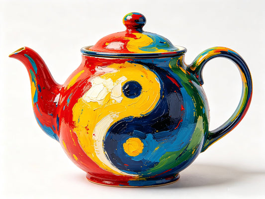 Tai Chi Oil Painting Painted Teapot