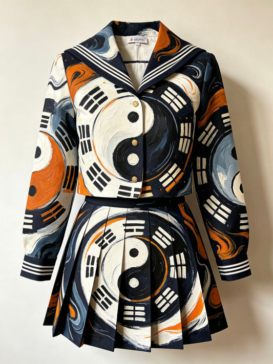 Tai Chi hand-embroidered JK skirt crafted