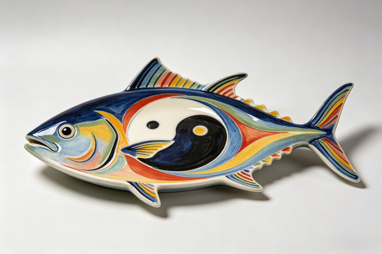 Tai Chi Fish-shaped Ceramic Plate