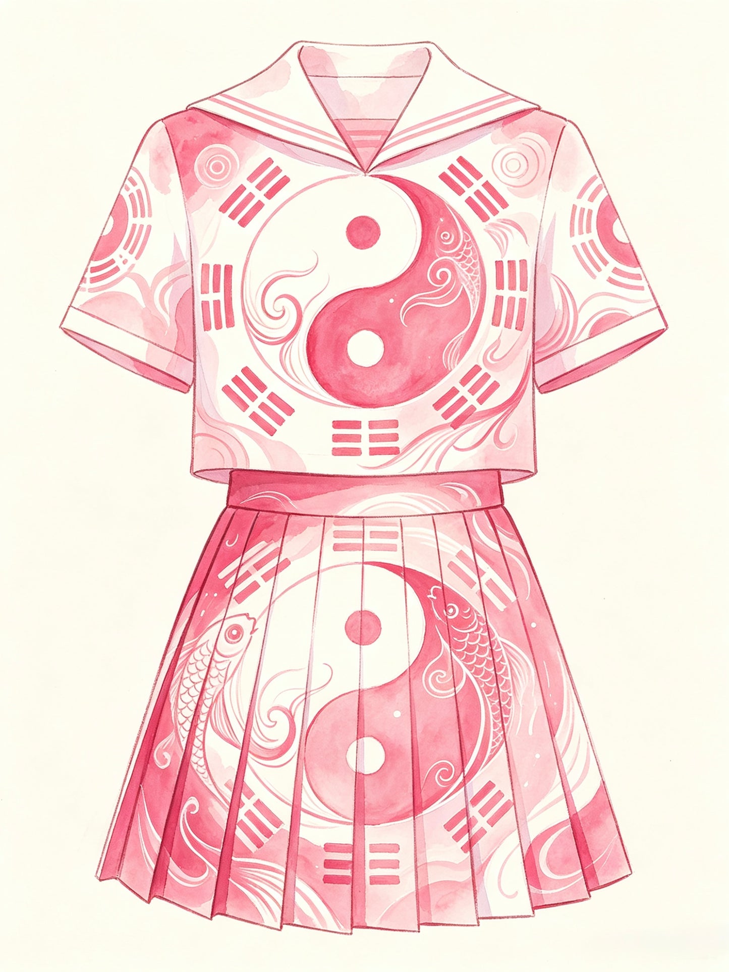 Tai Chi hand-embroidered JK skirt crafted