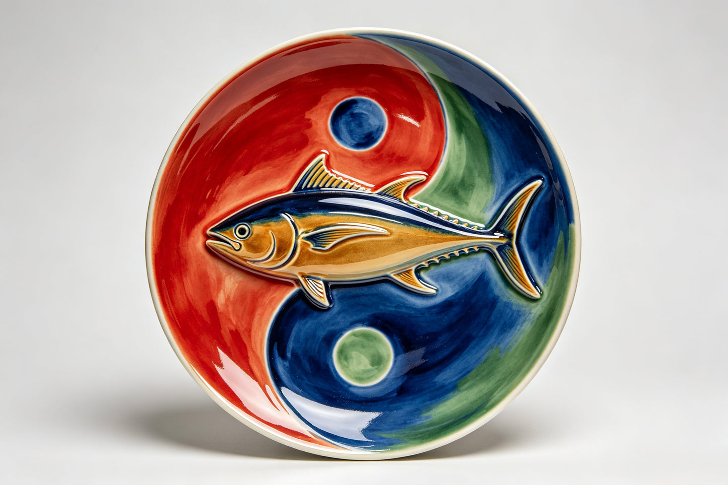 Tai Chi Fish-shaped Ceramic Plate