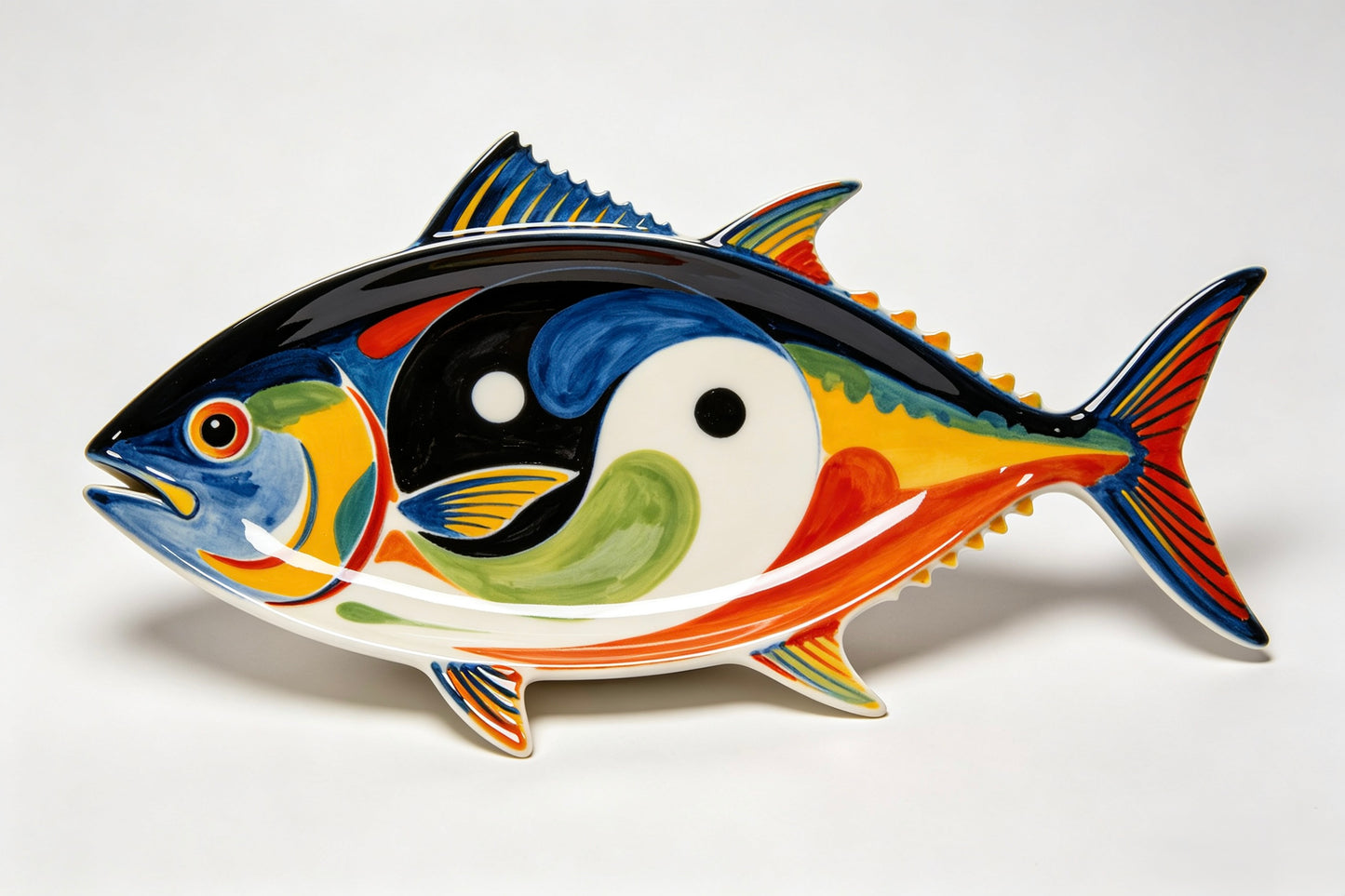 Tai Chi Fish-shaped Ceramic Plate