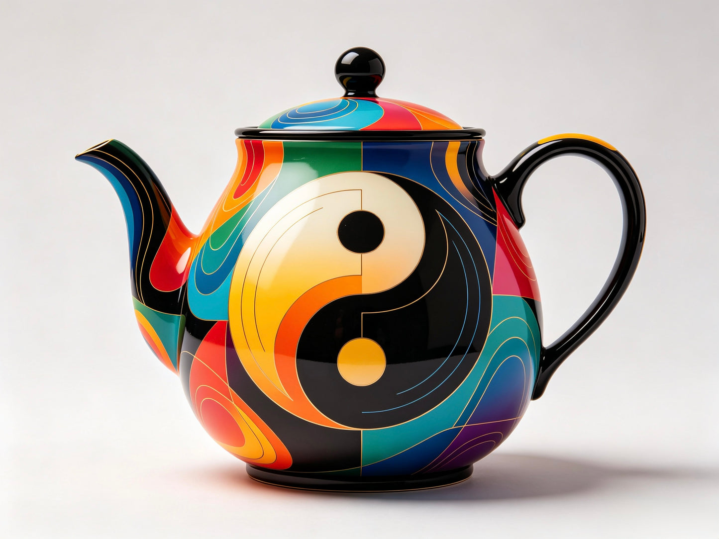 Tai Chi Abstract Painted Teapot