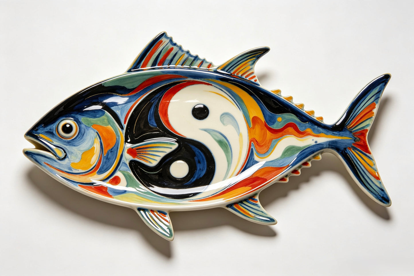 Tai Chi Fish-shaped Ceramic Plate